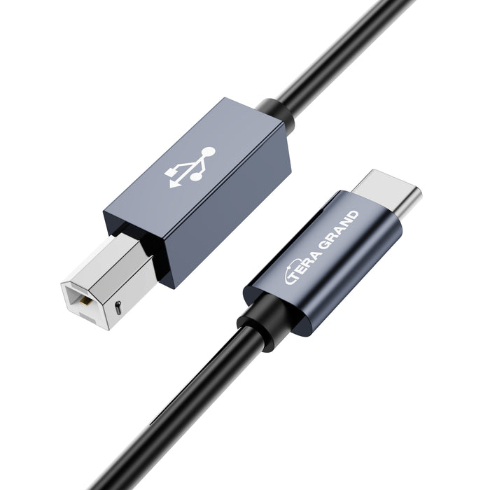 USB 2.0 USB-C to USB-B MIDI & Printer Cable, Black 10'