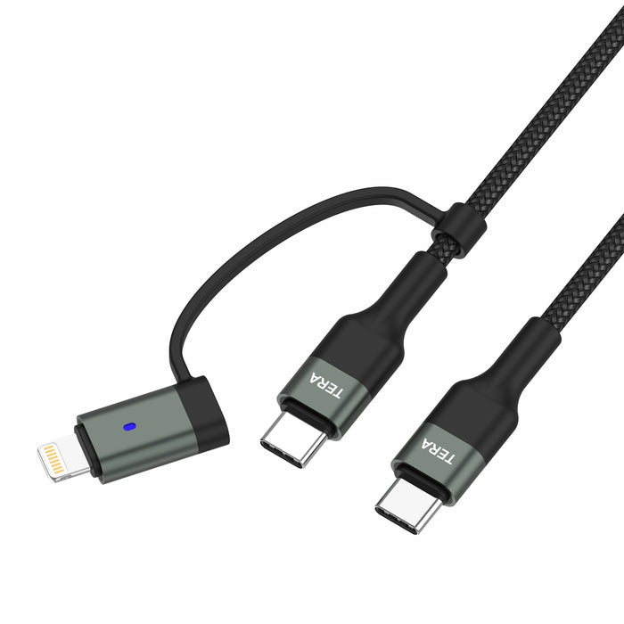 USB 2.0 USB-C to C with Lightning Adapter 2-in-1 Sync and Charge Cable —  Tera Grand