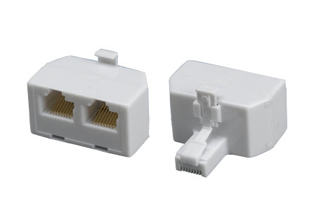 Rj45 Modular T-adapter, 8p-8c, Male To 2 Female, White — Tera Grand