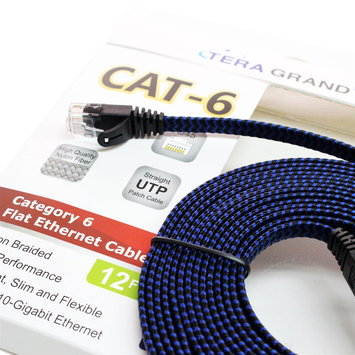 CAT-7 10 Gigabit Ultra Flat Ethernet Patch Cable, 25 Feet Black — Tera Grand