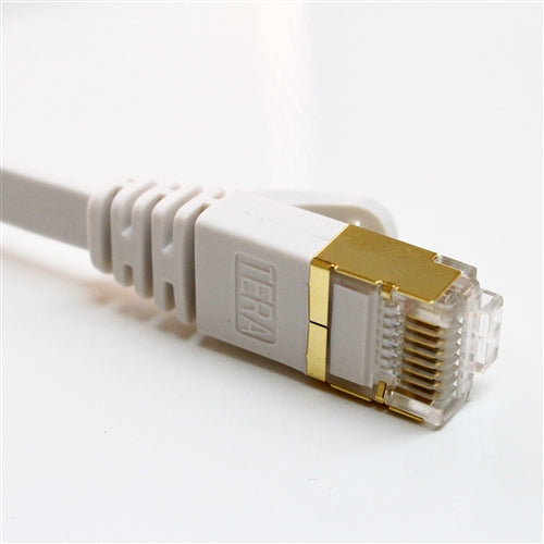 Tera Grand Cat 7 Shielded Ultra Flat Ethernet Patch Cable (10Gb, 100',  White)