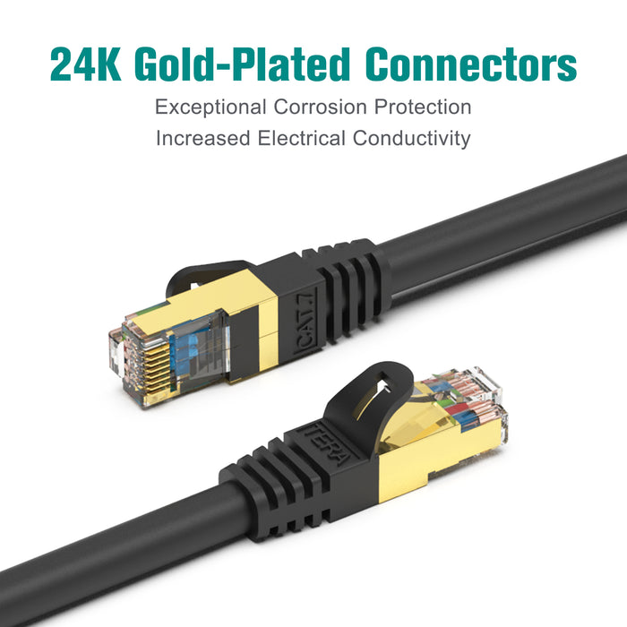 CAT-7 10 Gigabit Ultra Flat Ethernet Patch Cable, 25 Feet Black — Tera Grand